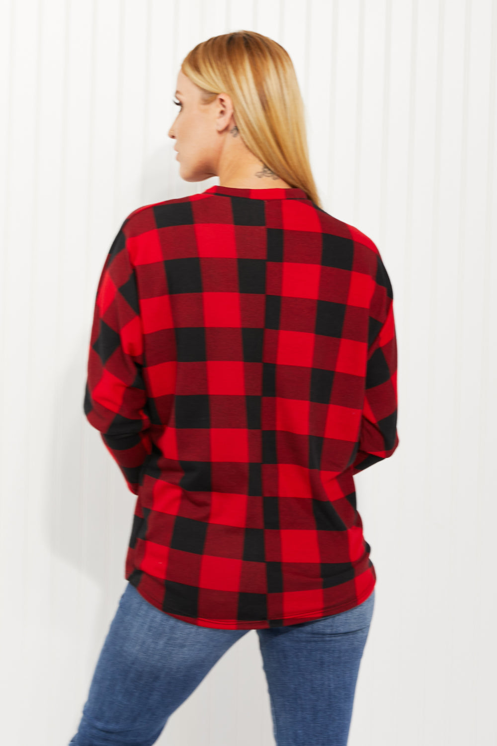 Acting Pro Washington Woodlands Full Size Plaid Juliet Sleeve Top -