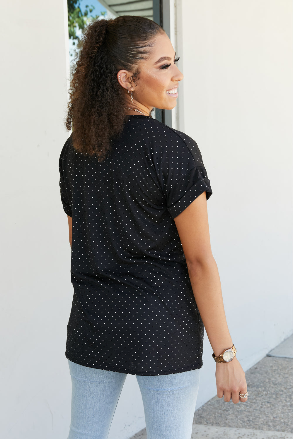 Sew In Love Let's Meet Up Polka Dot Tee in Black -