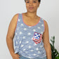 e. Luna Star Spangled Printed Sequin Pocket Tank -