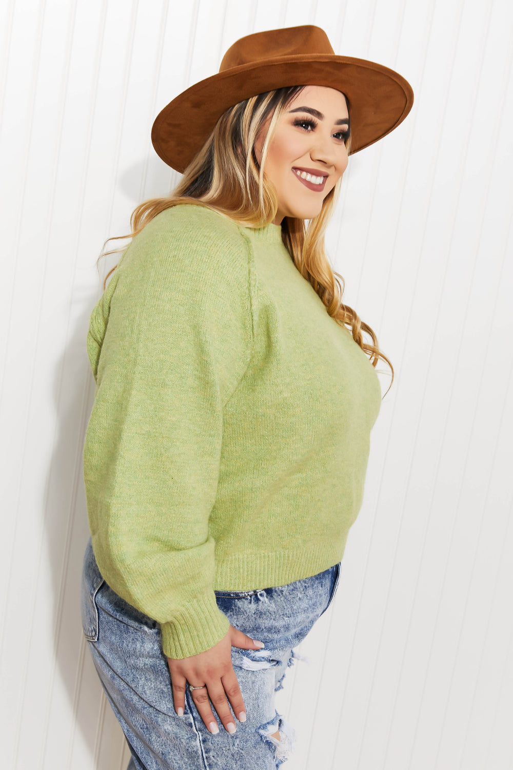 GeeGee Having Fun Reverse Stitch Cropped Sweater -