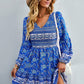 Bohemian V-Neck Balloon Sleeve Dress -