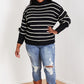 CY Fashion No Worries Striped Turtleneck Sweater -