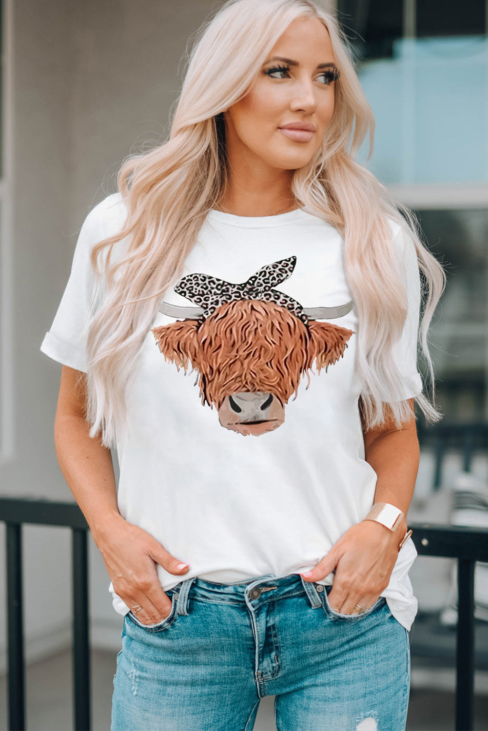 Animal Graphic Round Neck T-Shirt -