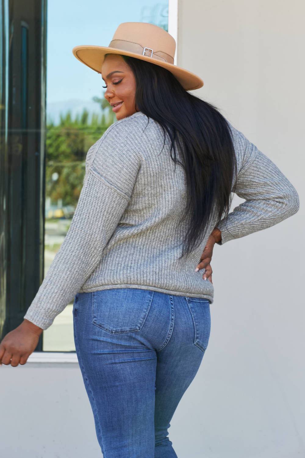 Sew In Love Full Size Raw Seam Sweater -