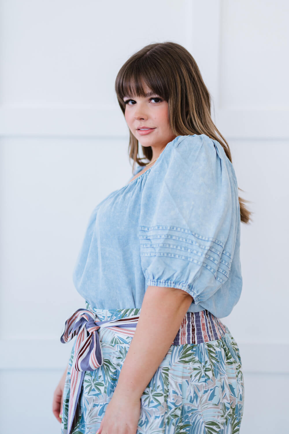 Doe & Rae Keep Me Close Chambray Top -