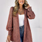 Printed Lantern Sleeve Open Front Top -
