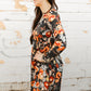 Floral Print Scoop Neck Long Sleeve Dress -
