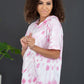 Sew In Love Watching Clouds Tie-Dye Short-Sleeved Hoodie in Neon Pink -