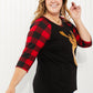 Acting Pro Oh Deer Full Size Sequin Plaid Sleeves Top -