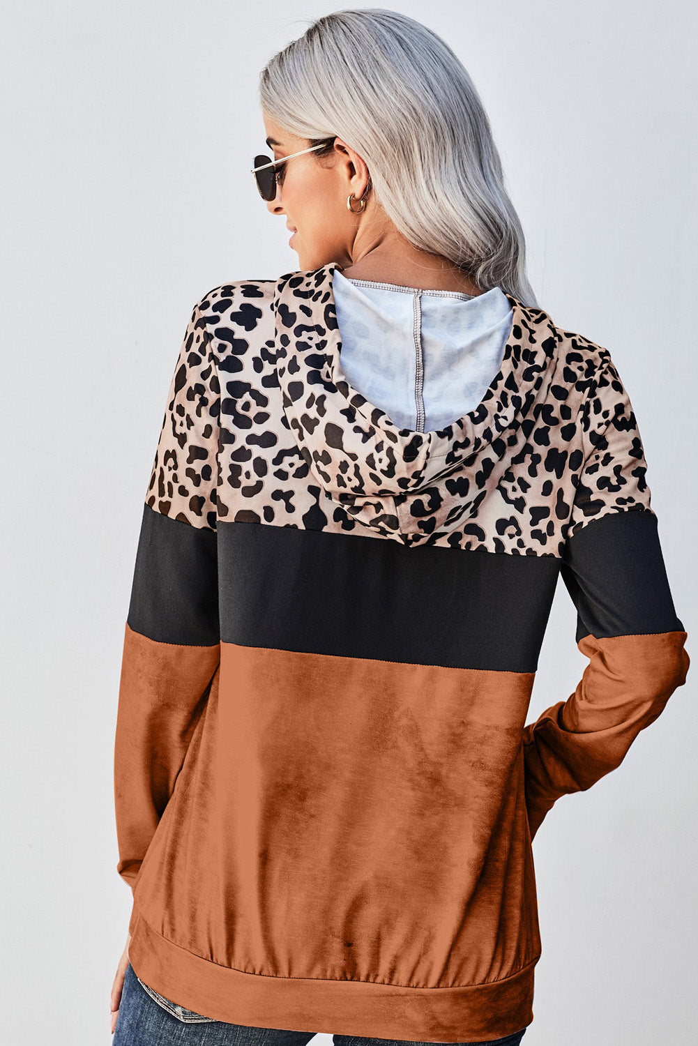 Leopard Color Block Hoodie -