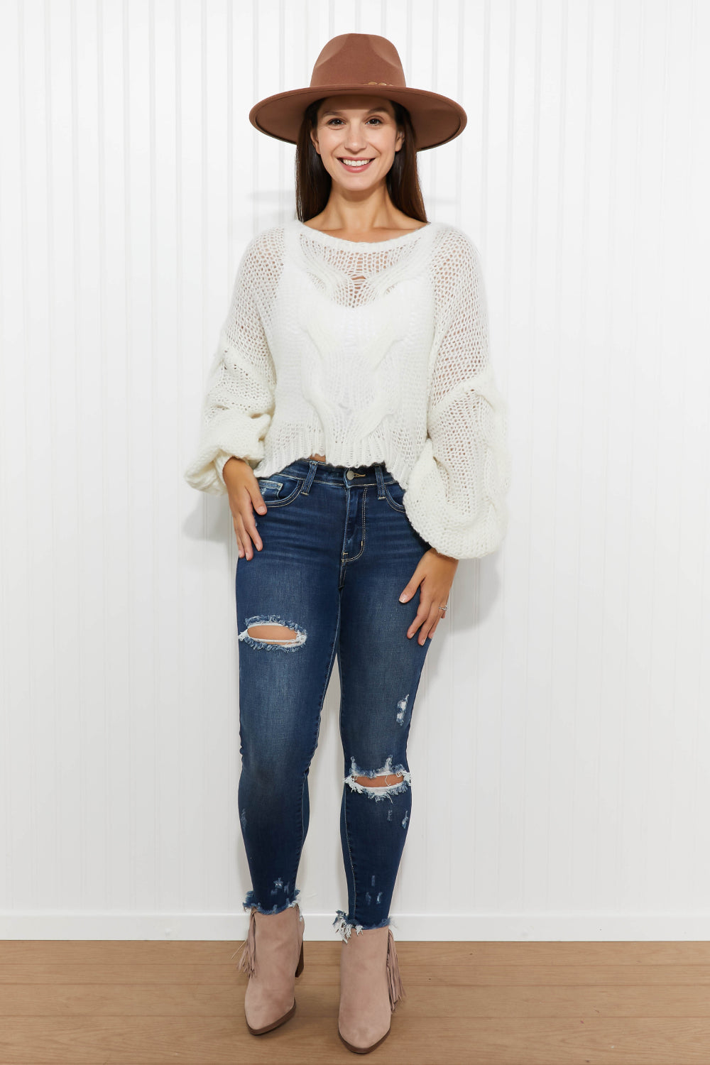 Sweet Generis Second Chances Cable-Knit Openwork Sweater -