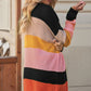 Striped Waffle Knit Open Front Cardigan -