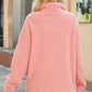 Button Front Curved Hem Longline Teddy Jacket -