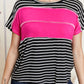 Sew In Love Ideal Date Color Block Striped Tee in Fuchsia -