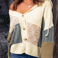 Color Block Hooded Cardigan -