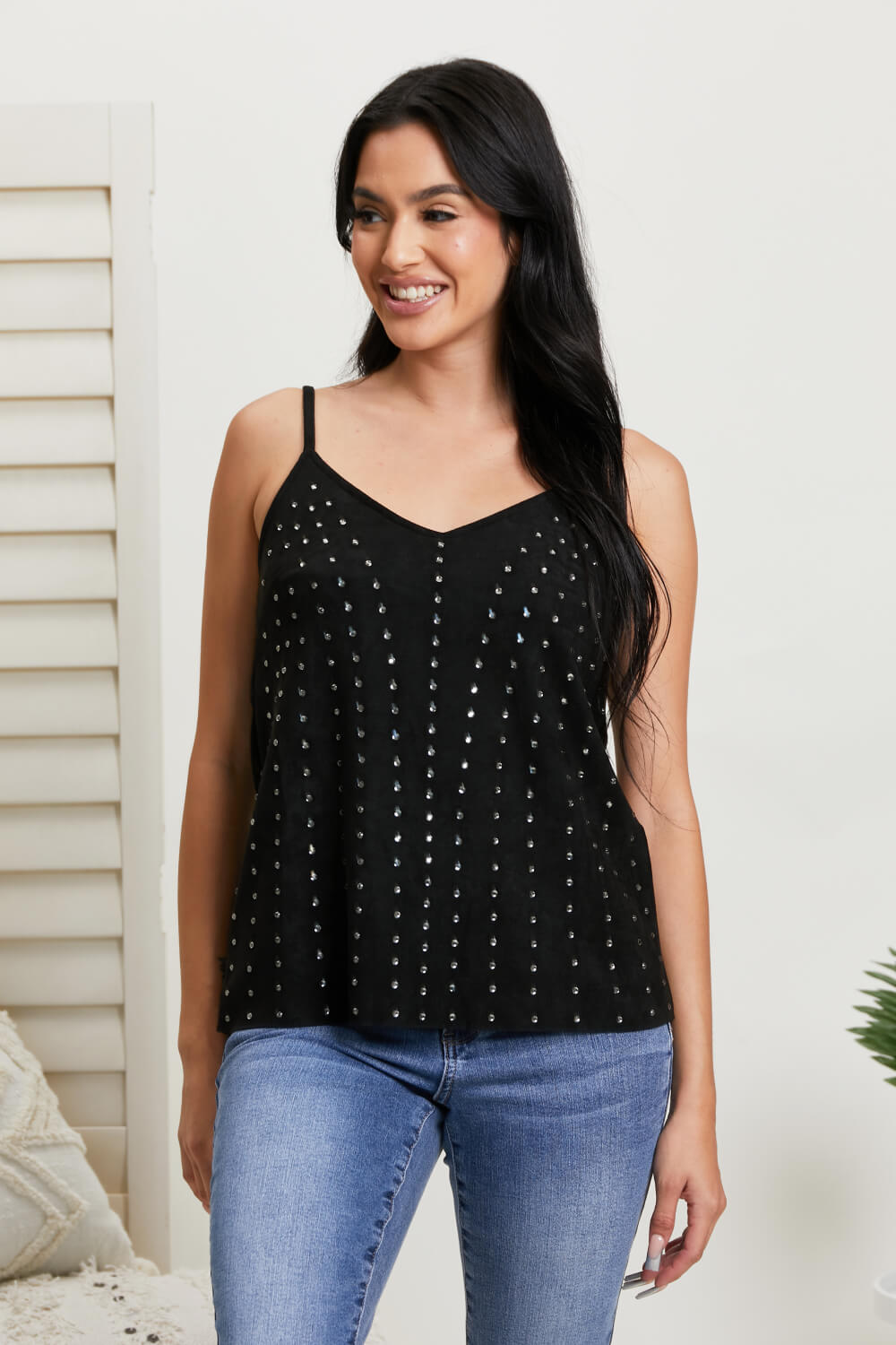 Vocal Making It Work Rhinestone Cami - Black / S