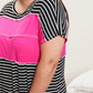 Sew In Love Ideal Date Color Block Striped Tee in Fuchsia -