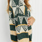 Davi & Dani Cozy Weather Full Size Geometric Fuzzy Turtleneck Sweater in Green -