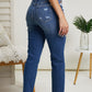 Judy Blue Rainbow Embroidered Cropped Straight Leg Jeans -