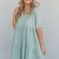 GeeGee Summer Blooms Quarter Button Dress in Light Sage -