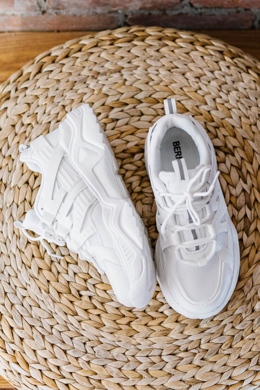 Berness Running Late Chunky Sole Athletic Sneakers in White -