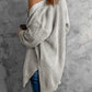 Openwork Rib-Knit Slit Cardigan -