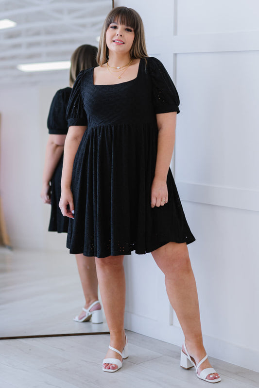 Davi & Dani All About Eyelet Full Size Run Dress in Black -