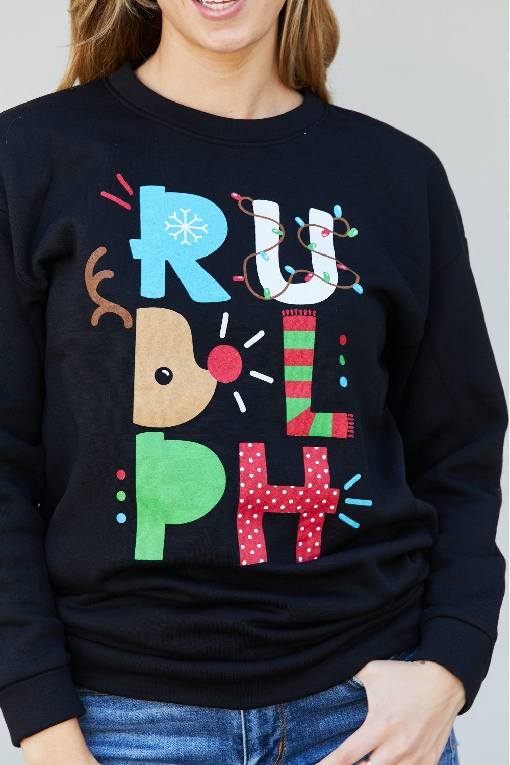 TEES2URDOOR Full Size Christmas Graphic Round Neck Sweatshirt -