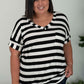 Sew In Love Out and About Striped Pocket Tee in Black and Ivory -