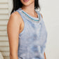 Vocal Finest Hour Acid Wash Rhinestone Neckline Tank in Blue -