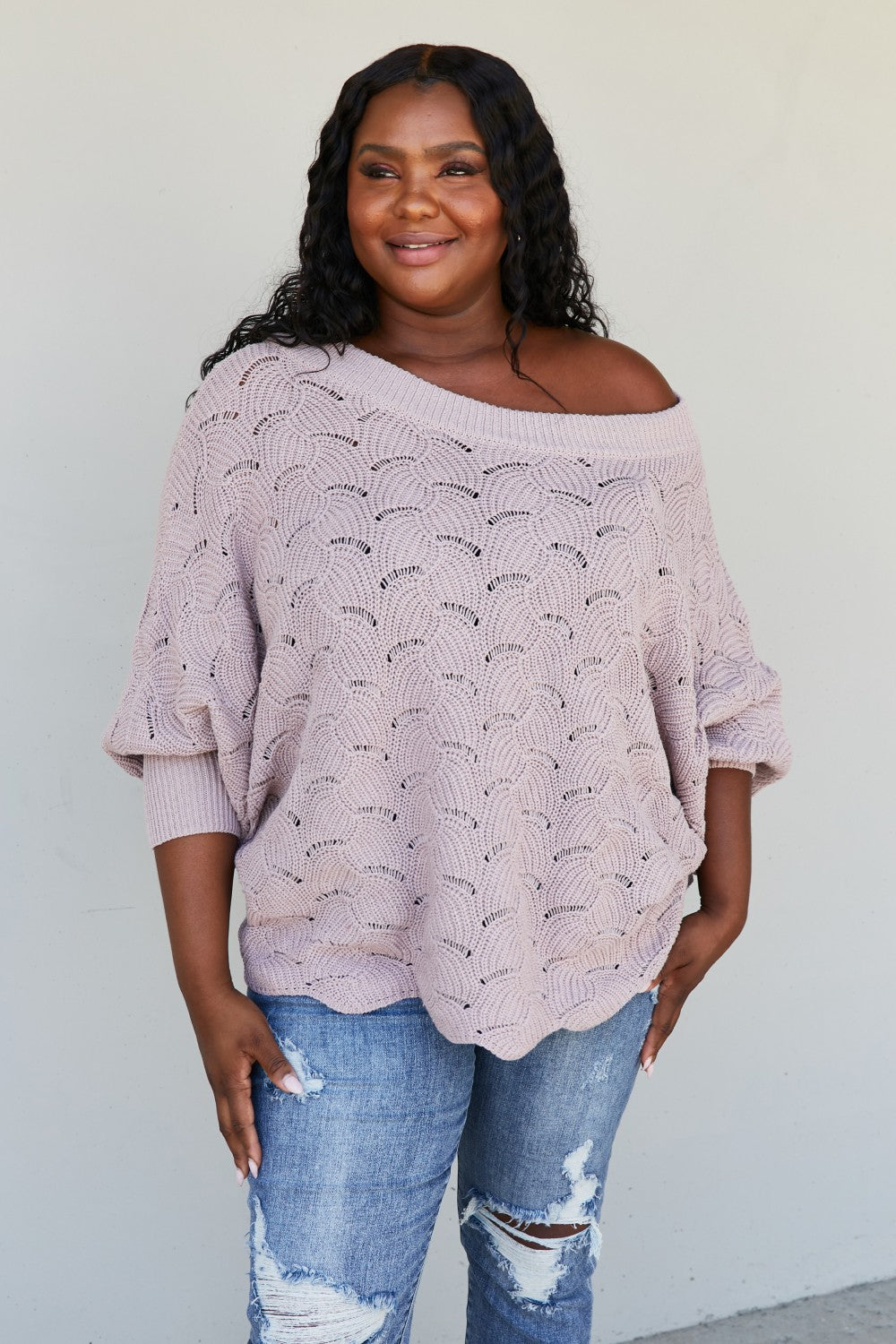 Sweet Lovely by Jen Drift Away Scallop Sweater -