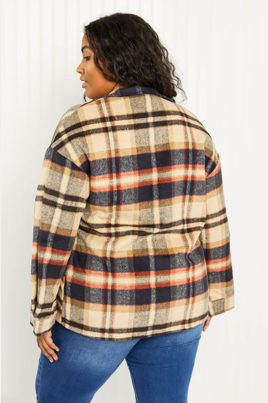 CY Fashion Crushing on Fall Full Size Plaid Shacket -