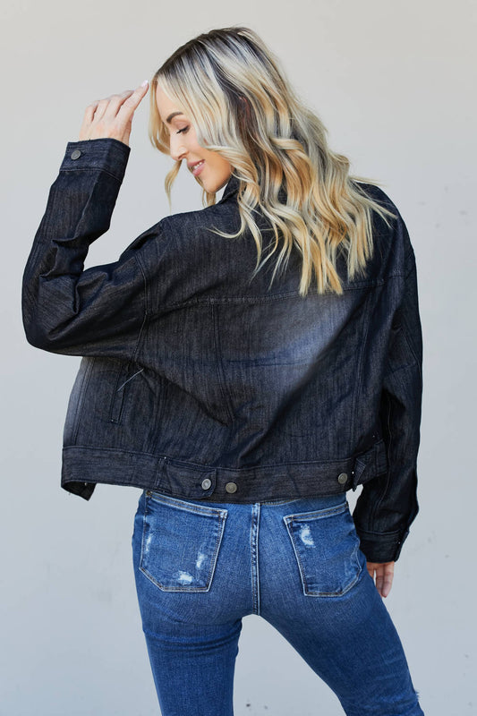 Sew In Love Full Size Collared Denim Jacket -