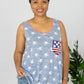 e. Luna Star Spangled Printed Sequin Pocket Tank -