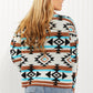 Andree by Unit Southwestern Sunset Full Size Geometric Mock Neck Sweater -