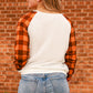 Plaid Contrast Raglan Sleeve Top -