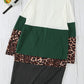 Leopard Color Block Open Front Longline Cardigan -