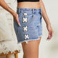 Vocal No Hard Feelings Lace-Up Shorts in Denim -