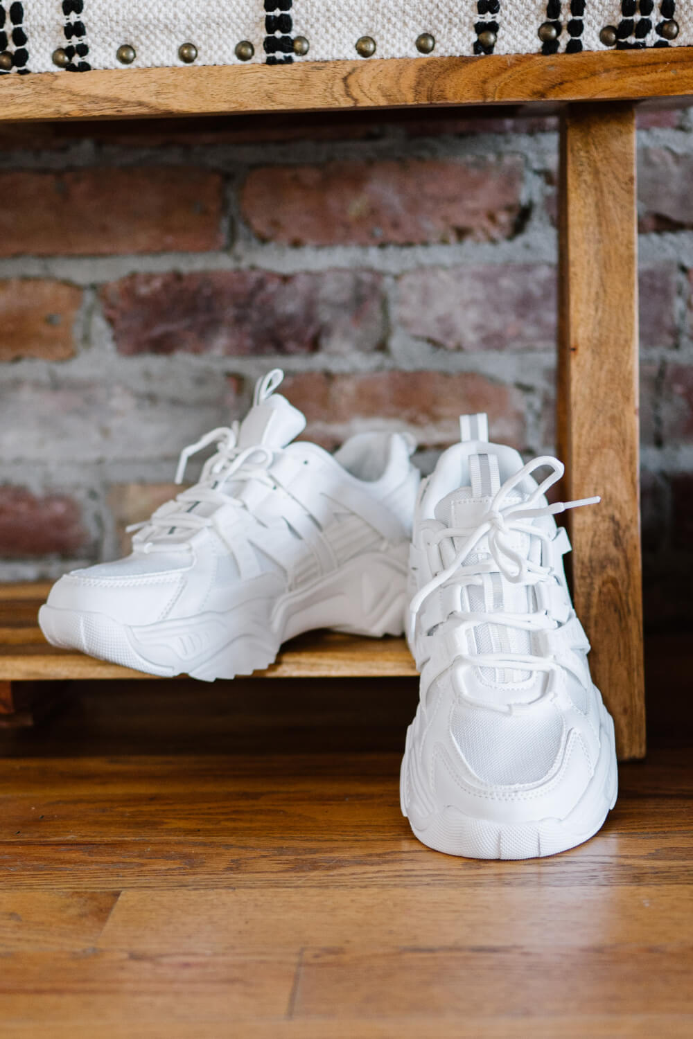 Berness Running Late Chunky Sole Athletic Sneakers in White -