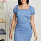 SHOPIRISBASIC Mon Amour Ruched Denim Dress -