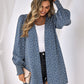 Printed Lantern Sleeve Open Front Top - Blue / S