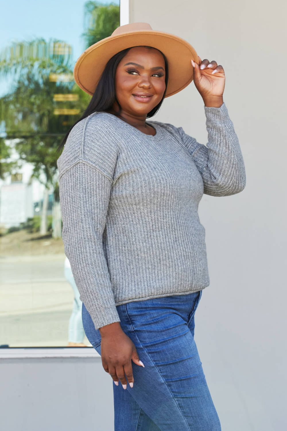 Sew In Love Full Size Raw Seam Sweater -