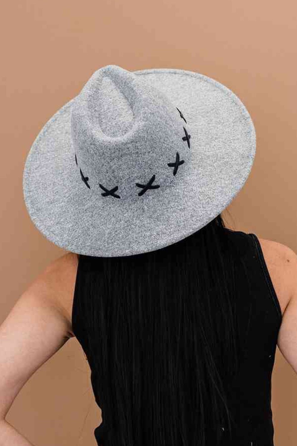 Fame X-Stitch Flat Brim Fedora Hat -