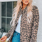 Leopard Drawstring Waist Jacket with Pockets -