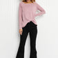 Emerald Collection Fun and Games Full Size Ribbed Round Neck Long-Sleeve Top -