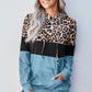 Leopard Color Block Hoodie - Blue / S
