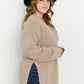 GeeGee Full Size Waffle Knit Henley Sweater -