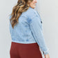 Andree by Unit Full Size Pearl Trim Cropped Denim Jacket -