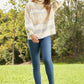 Davi & Dani Dozy Weather Full Size Geometric Fuzzy Turtleneck Sweater in Taupe -