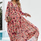 Floral Frill Trim Tiered Maxi Dress -